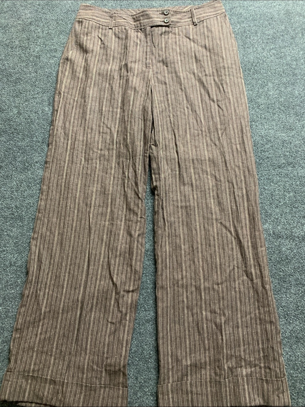 Van Heusen Brown Pinstripe Wide-Leg Dress Trousers